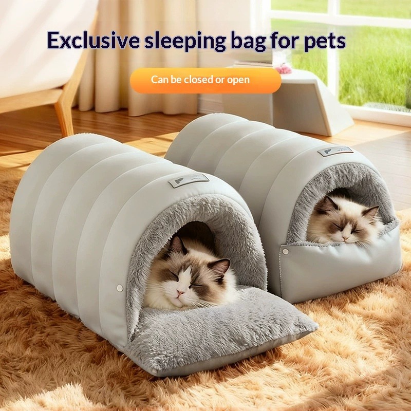Fleece Sleep Bag - Полузакрытый кожаный спальный мешок, моющийся кошачий